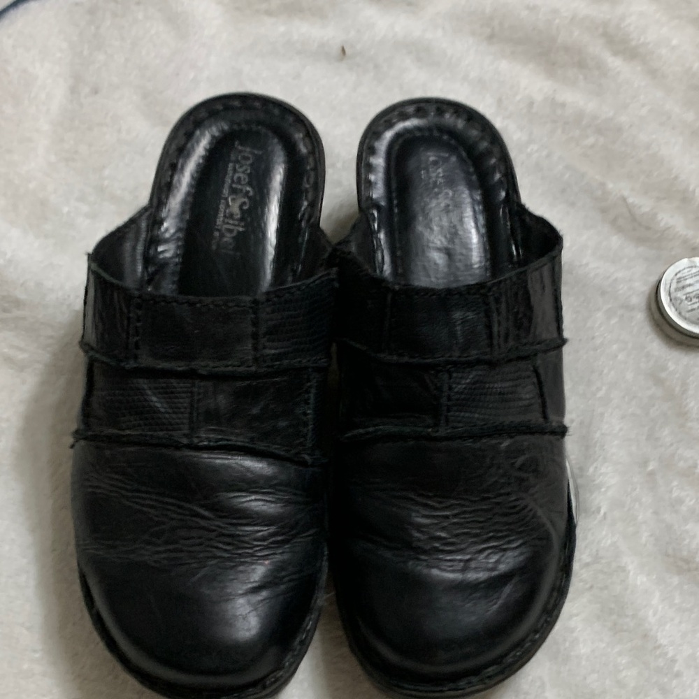 Josef Seibel Black Leather Mules